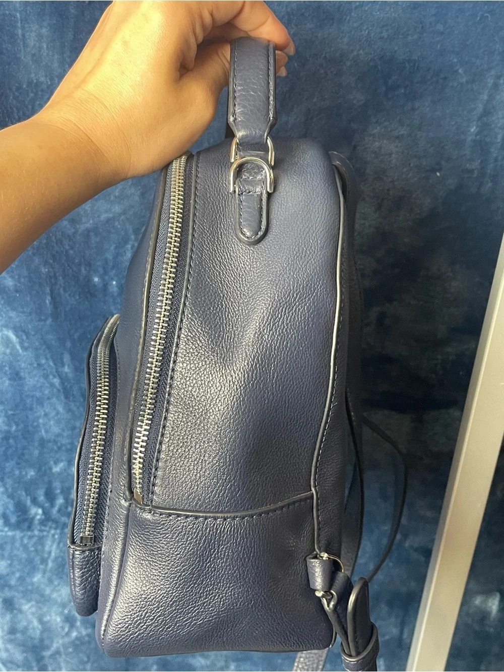 kate spade navy pebble leather mini backpack
